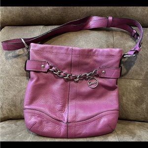 Pink Coach Leather Handbag Shoulder Strap Silver Hardware EUC Authentic